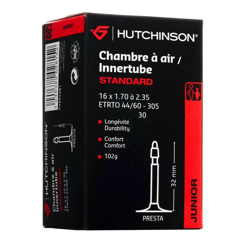 Hutchinson Schlauch, STANDARD, Junior 16x1.70-2.35 Presta 32mm, CV654281 3 Hutchinson Schlauch, STANDARD, Junior 16x1.70-2.35 Presta 32mm, CV654281