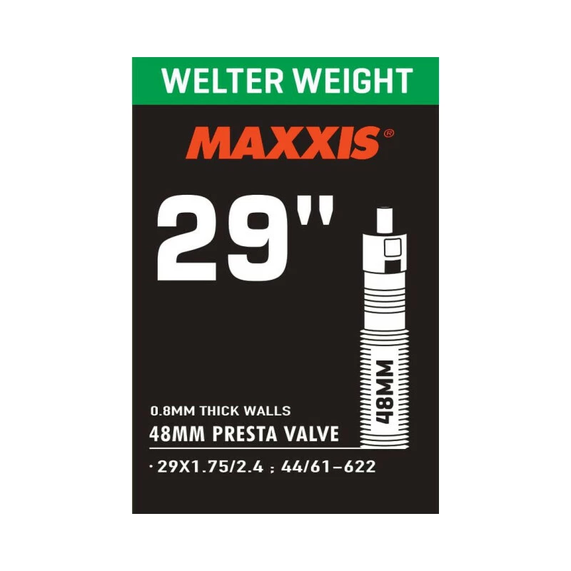 Maxxis Schlauch Welter Weight 0.8mm, Presta RVC 48mm (LL), 29x1.75-2.40, 44/61-622, Ventil 48mm 3 Maxxis Schlauch Welter Weight 0.8mm, Presta RVC 48mm (LL), 29x1.75-2.40, 44/61-622, Ventil 48mm