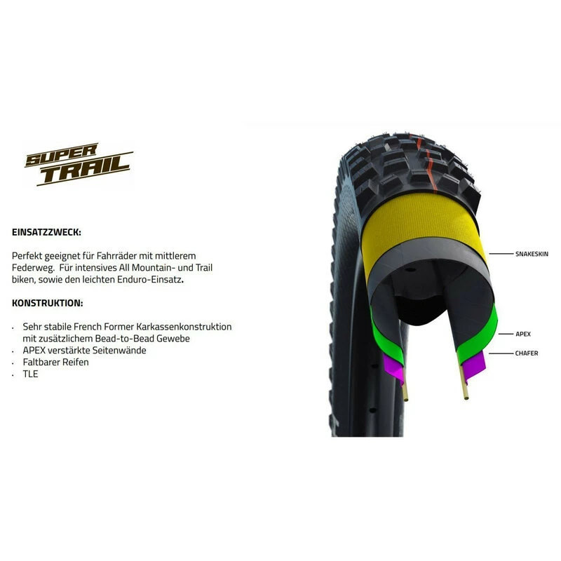 Schwalbe MAGIC MARY 29x2.40, Evo, Super Trail, Ultrasoft, Falt, Schwarz HS447, 62-622, TLE, SnakeSkin, E-50 4 Schwalbe MAGIC MARY 29x2.40, Evo, Super Trail, Ultrasoft, Falt, Schwarz HS447, 62-622, TLE, SnakeSkin, E-50 – Bild 2
