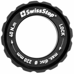 SwissStop Centerlock Lockring MTB, Alu, Schwarz, 3.74mm, Bis 220mm